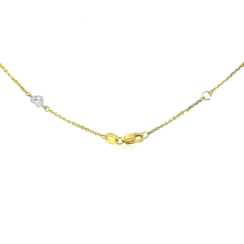 Bids.com 14k Two Tone Gold Anklet with Diamond Cut Heart Style Stations Accessories White Smoke 10 / Two-Tone Gold