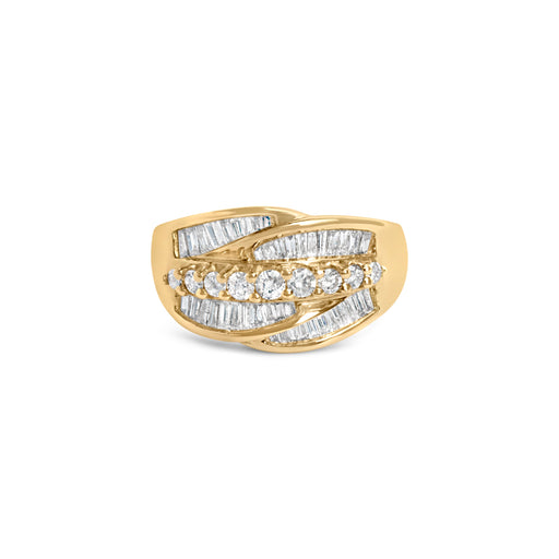 Bids.com 14K Yellow Gold 1.00 Cttw Diamond Cocktall Cluster 5 Stone Ring (H-I Color, SI1-I1 Clarity) - Ring Size 7 Rings White Smoke Yellow.Gold / 7