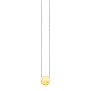 Bids.com 14k Yellow Gold Necklace with Polished Round Pendant with Diamond Necklaces White Smoke 18 / Yellow Gold