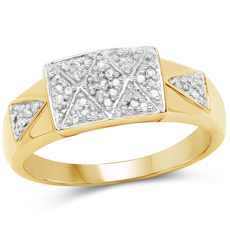 Bids.com 14K Yellow Gold Plated 0.21 Carat Genuine White Diamond .925 Sterling Silver Ring Rings White Smoke size 10.00,size 11.00,size 6.00,size 7.00,size 8.00,size 9.00