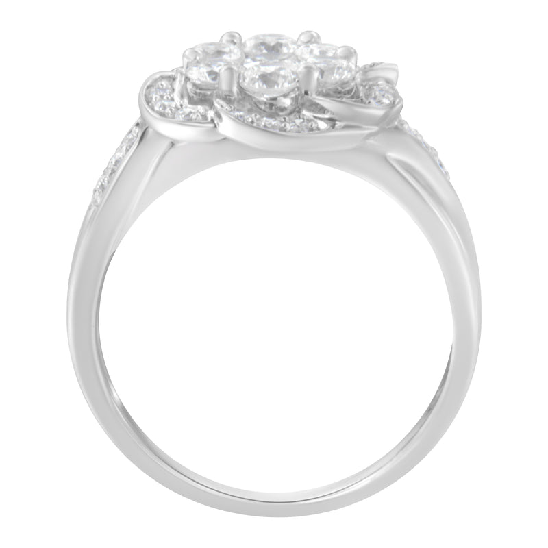 Bids.com 14K White Gold Floral Cluster Diamond Ring (1.0 Cttw, H-I Color, SI2-I1 Clarity) - Size 6 Rings White Smoke 7 / White.Gold,8 / White.Gold,7.5 / White.Gold,6.5 / White.Gold,6 / White.Gold