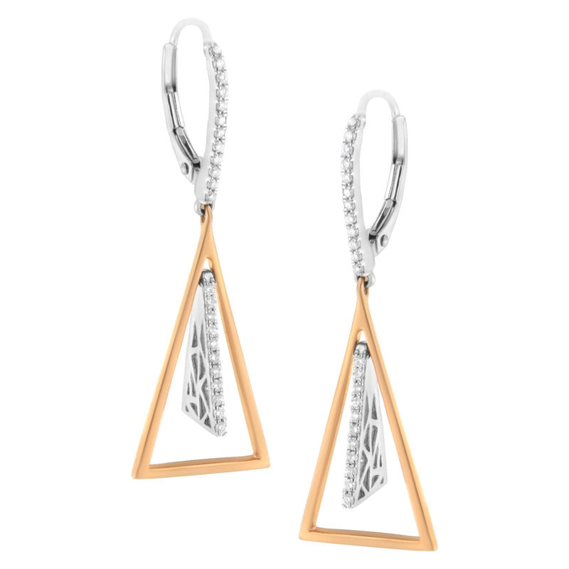 Bids.com 14K Rose and White Gold 3/8 Cttw Diamond Windchime Drop and Dangle Earring (G-H Color, SI1-SI2 Clarity) Earrings White Smoke WhiteRose.Gold / 0.413