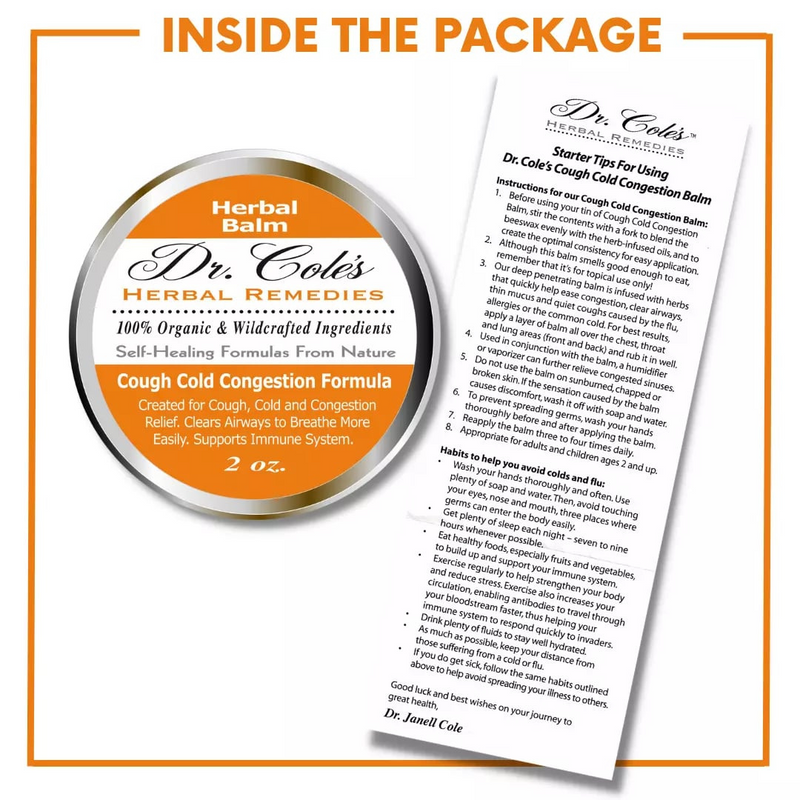 COLEHERBALS LLC 26 - Dr. Cole’s Organic Cough Cold Congestion Relief Balm Herbal White Smoke