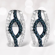 Bids.com 0.42 Carat Genuine Blue Diamond & White Diamond .925 Sterling Silver Earrings Earrings Lavender