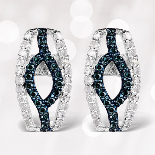 Bids.com 0.42 Carat Genuine Blue Diamond & White Diamond .925 Sterling Silver Earrings Earrings Lavender