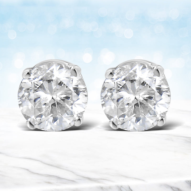 Bids.com 14K White Gold 5/8 Cttw Round Brilliant-Cut Lab Grown Diamond Classic 4-Prong Push back Stud Earrings (F-G Color, VS1-VS2 Clarity) Earrings White Smoke White.Gold / 0.62