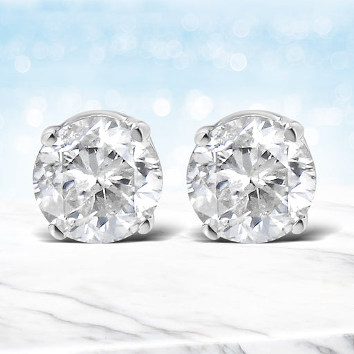 Bids.com 14K White Gold 5/8 Cttw Round Brilliant-Cut Lab Grown Diamond Classic 4-Prong Push back Stud Earrings (F-G Color, VS1-VS2 Clarity) Earrings White Smoke White.Gold / 0.62