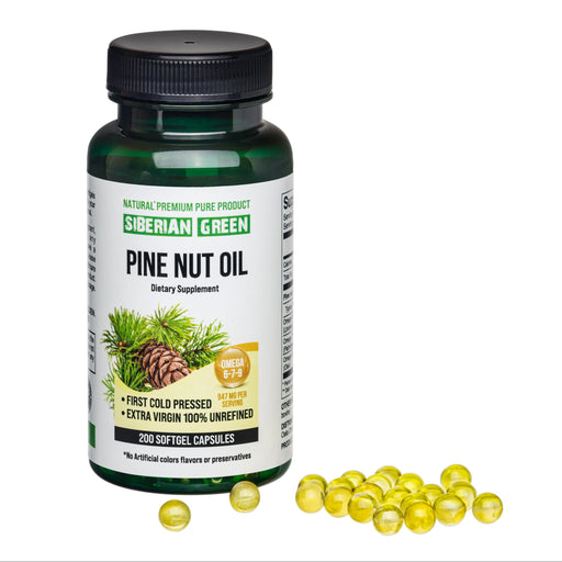 SiberianGreen.com Siberian Green Pine Nut Oil Capsules – 200 Softgels Cooking Oils White Smoke