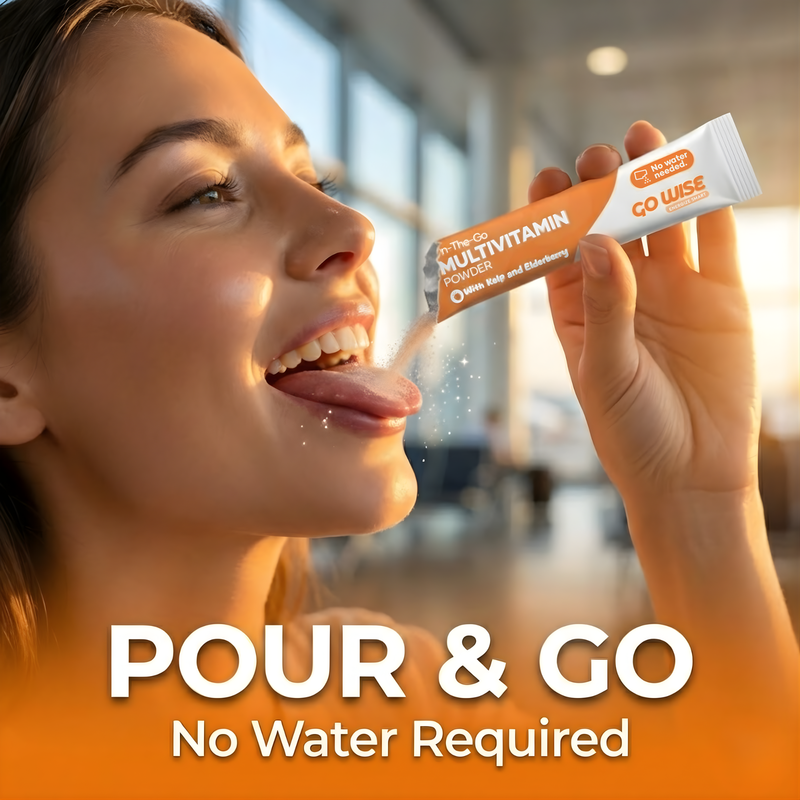 Go Wise Vegan Multivitamin Powder Stick Packs - No Water Needed Multivitamin Sienna 28 Stick Packs,14 Stick Packs,42 Stick Packs