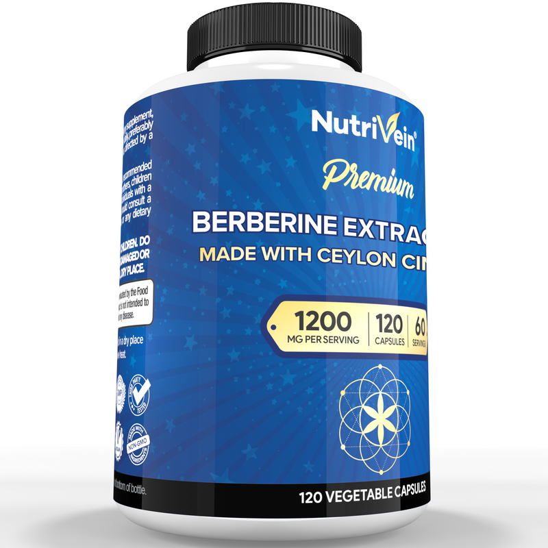 Nutrivein Nutrivein Premium Berberine 1200 mg with Ceylon Cinnamon - 120 Capsules GR-4L51-YC9A White Smoke