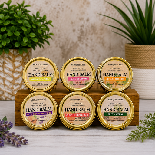 MION Artisan Soap Co. Hand Balm | Not Greasy, Antibacterial, Moisture-Locking Gray Pine & Cedar,Clove & Grapefruit,Lavender & Grapefruit,Wild Chamomile,Citrus Blossom,Rose Blossom