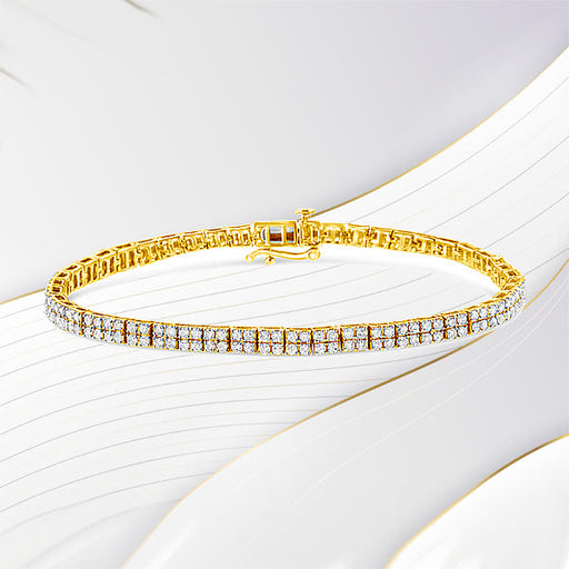Bids.com 14K Yellow Gold Plated .925 Sterling Silver 3.0 Cttw Diamond Link Bracelet (K-L Color, I2-I3 Clarity) - 7.25" Bracelets Lavender Yellow.Sterling Silver / 7.25