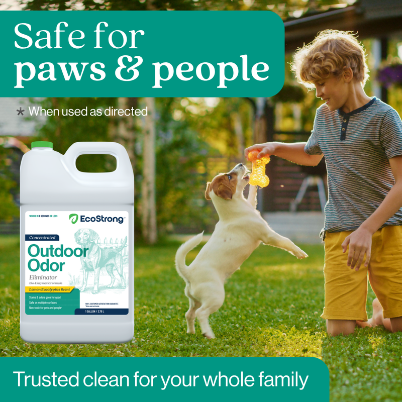 EcoStrong Outdoor Odor Eliminator Pet & Animal > Outdoor Odor Dark Cyan 1 Gallon Jug and Multi Use Sprayer,1 Gallon Jug and Hose End Sprayer,1 Gallon Jug,32 oz Sprayer Bottle and 1 Gallon Refill,32 oz Sprayer Bottle,10 x 2 oz Shots and Sprayer Bottle,5 Gallon Pail