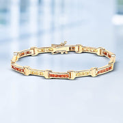 Bids.com 6.48 Carat Genuine Orange Sapphire and Yellow Sapphire .925 Sterling Silver Bracelet Bracelets Lavender size 7.50