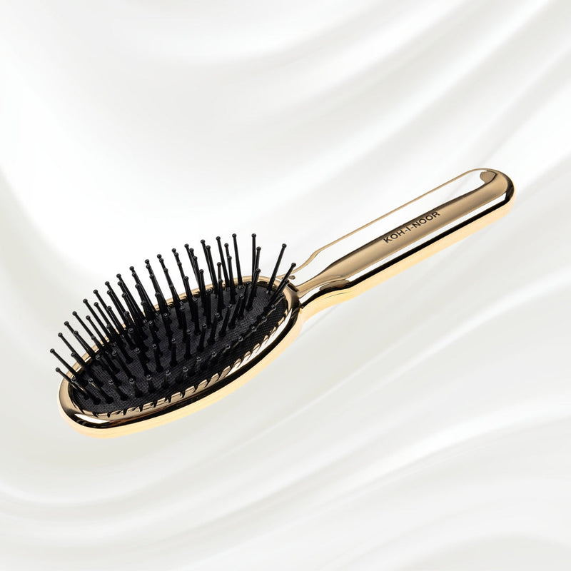 KOH-I-NOOR Beauty USA Metallic Pneumatic Oval Synthetic Pin Hairbrush Hair Brush White Smoke Chrome / Small,Gold / Small,Chrome / Large,Gold / Large