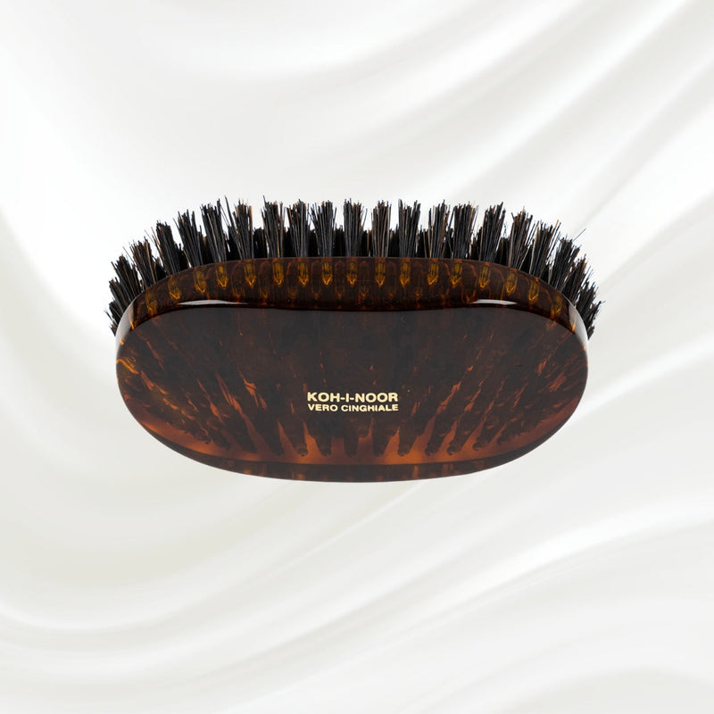 KOH-I-NOOR Beauty USA Jaspè Military Boar Bristle Brush - Men's Hair & Beard Grooming Hair Brush Dark Slate Gray Boar Bristles / Large,Boar Bristles / Small