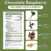 Teeccino Chocolate Raspberry Chicory Herbal Coffee Herbal Coffee White Smoke 11 ounce ground,5lb ground,Trial Size