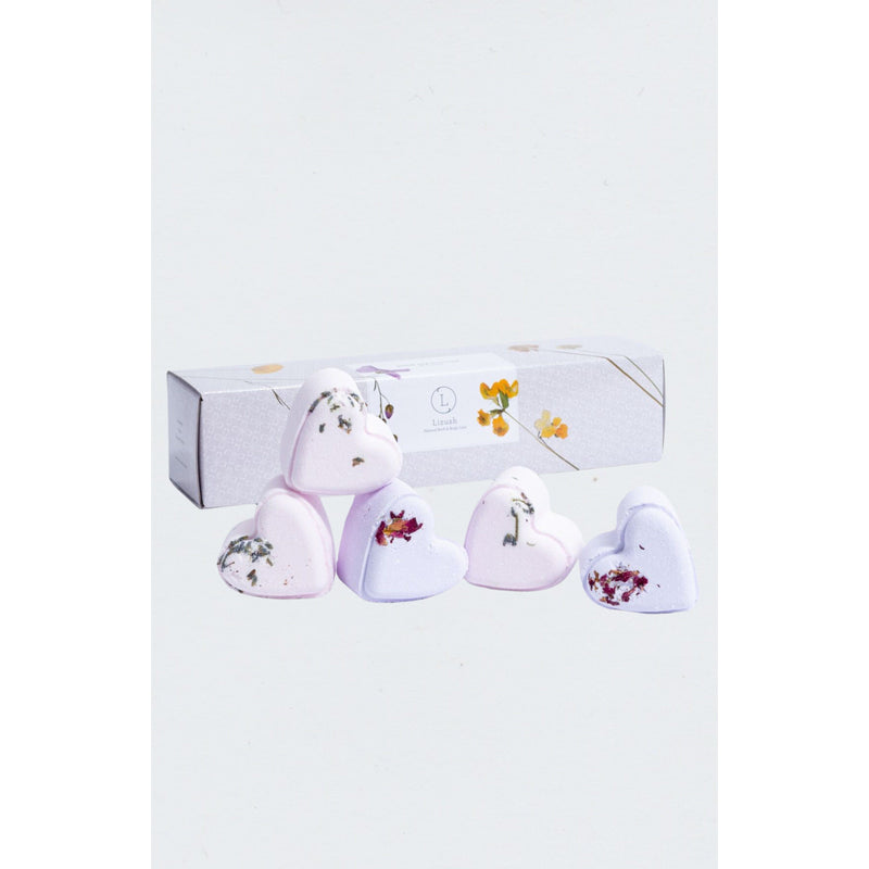 Lizush Set of 5 Heart Shaped Shower Steamers Package  - in a Gift Box - Can be personalized Unisex gift set Lavender No,Yes