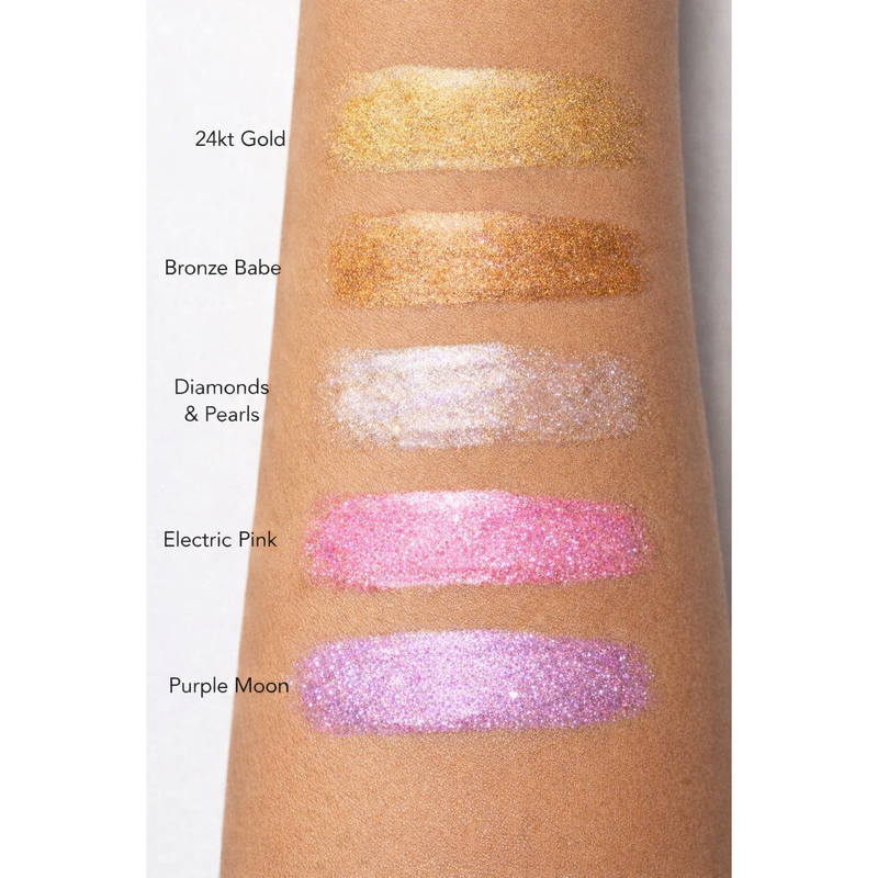 Glimmer Goddess® Organic Skin Care Organic Shimmer Body Oil for a Soft, Non-Greasy Body Glow Shimmer White Smoke 24kt Gold — Best for fair, light, medium, and tan skin,Bronze Babe — Best for medium, olive, tan, and deep skin,Diamonds & Pearls — Best for a soft champagne highlight on all skin tones,Electric Pink — Best for playful pink glow, events, and festivals,Pur