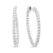 Bids.com 18K White Gold 3 5/8 Cttw Round Diamond Curved Inside-Outside Hoop Earrings (F-G Color, VS1-VS2 Clarity) Earrings White Smoke White.Gold / 3.66
