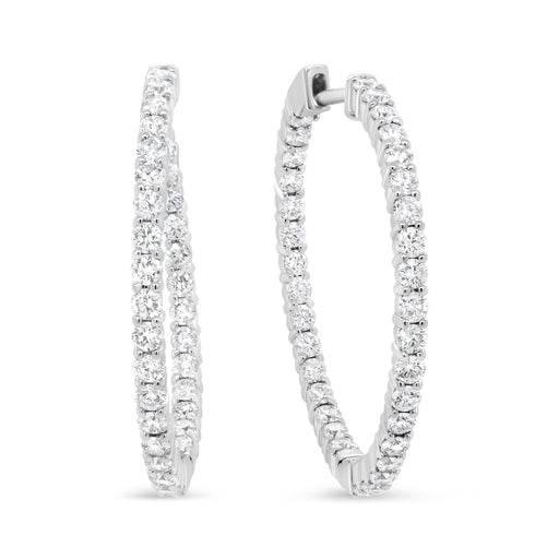 Bids.com 18K White Gold 3 5/8 Cttw Round Diamond Curved Inside-Outside Hoop Earrings (F-G Color, VS1-VS2 Clarity) Earrings White Smoke White.Gold / 3.66