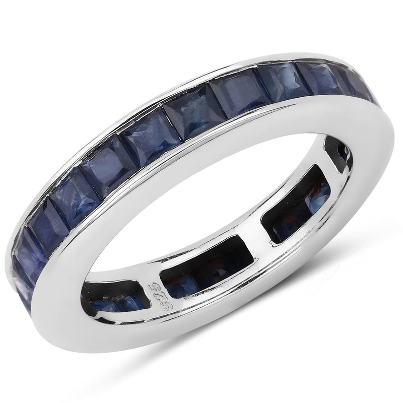 Bids.com 3.12 Carat Genuine Blue Sapphire .925 Sterling Silver Ring Rings White Smoke size 5.00,size 6.00,size 7.00,size 8.00,size 9.00