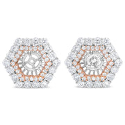 Bids.com 14K Rose and White Gold 1 7/8 Cttw Round Diamond Double Halo Earring Jacket for 6mm Round Studs (G-H Color, VS2-SI1 Clarity) Earrings White Smoke WhiteRose.Gold / 1.9