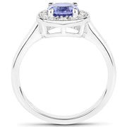Bids.com 1.51 Carat Genuine Tanzanite and White Topaz .925 Sterling Silver ring Rings White Smoke size 6.00,size 5.00,size 7.00,size 8.00,size 9.00,size 10.00