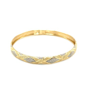 Bids.com 10k Two-Tone Gold Geometric Diamond Motif Bangle Bracelets White Smoke 7 / Two-Tone Gold,8 / Two-Tone Gold