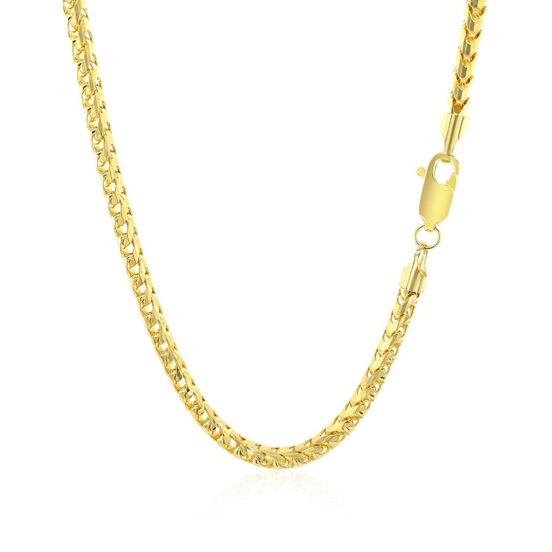 Bids.com 3.1mm 14k Yellow Solid Gold Diamond Cut Round Franco Chain Necklaces White Smoke 20 / Yellow Gold,24 / Yellow Gold