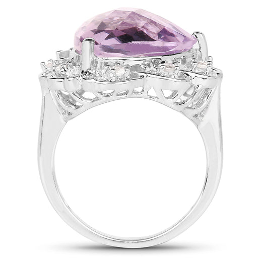 Bids.com 8.86 Carat Genuine Amethyst and White Zircon .925 Sterling Silver Ring Rings White Smoke size 9.00,size 5.00,size 6.00,size 7.00,size 8.00,size 10.00