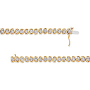 Bids.com 14K Yellow Gold Plated .925 Sterling Silver 1/2 Cttw Round Miracle-Set Diamond S-Curve Tennis Bracelet (I-J Color, I3 Clarity) - 7" Bracelets White Smoke YellowWhite.Sterling Silver / 7