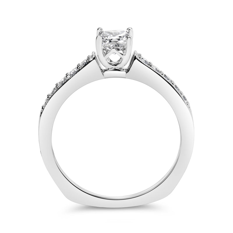 Bids.com 14K White Gold Diamond 1/2 Cttw Princess Cut Diamond Engagement Ring (G-H Color, VS2-SI1 Clarity) - Size 7 Rings White Smoke 7 / White.Gold
