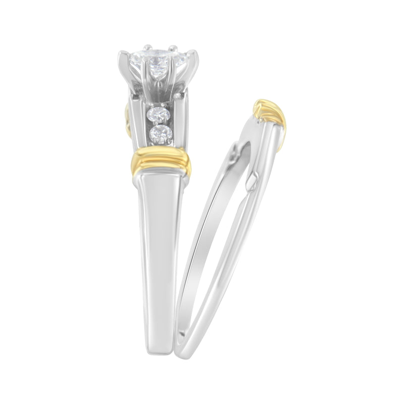 Bids.com 14K Yellow and White Gold 1/3 Cttw Marquise Diamond Cocktail Engagement Ring Set (H-I Color, SI1-SI2 Clarity) - Size 7 Rings White Smoke 7 / YellowWhite.Gold