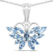 Bids.com 1.76 Carat Genuine Swiss Blue Topaz .925 Sterling Silver Pendant Pendants White Smoke
