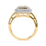 Bids.com 10K Yellow Gold 1/2 cttw Round and Princess Diamond Composite Head and Halo Ring (H-I Color, SI1-SI2 Clarity) - Ring Size 7 Rings White Smoke 7 / Yellow.Gold