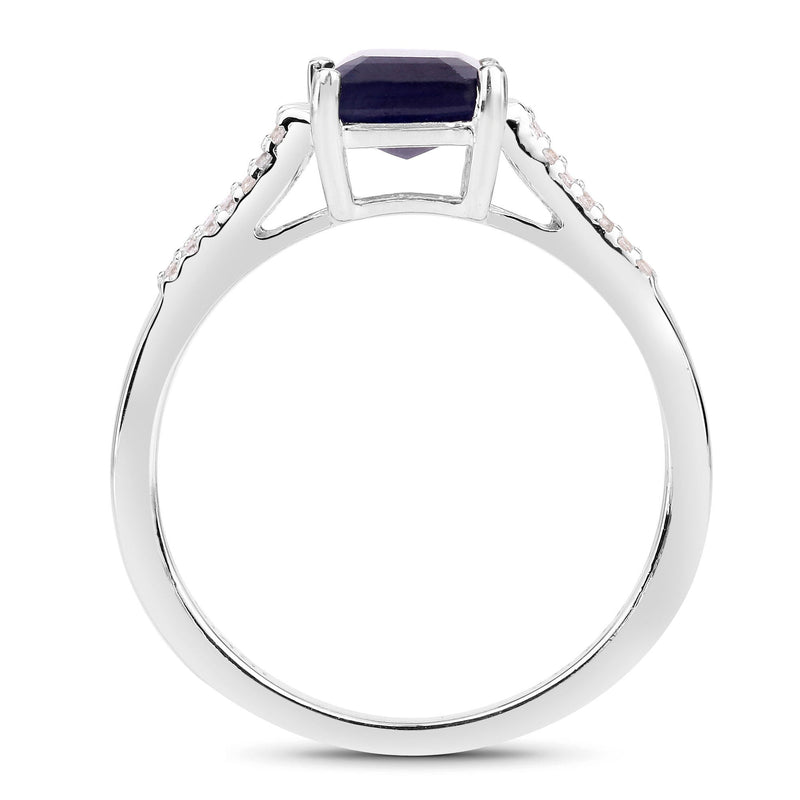 Bids.com 3.07 Carat Glass Filled Sapphire and White Zircon .925 Sterling Silver Ring Rings White Smoke size 6.00,size 7.00,size 8.00,size 9.00,size 5.00,size 10.00