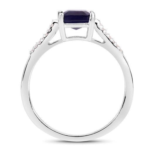 Bids.com 3.07 Carat Glass Filled Sapphire and White Zircon .925 Sterling Silver Ring Rings White Smoke size 6.00,size 7.00,size 8.00,size 9.00,size 5.00,size 10.00