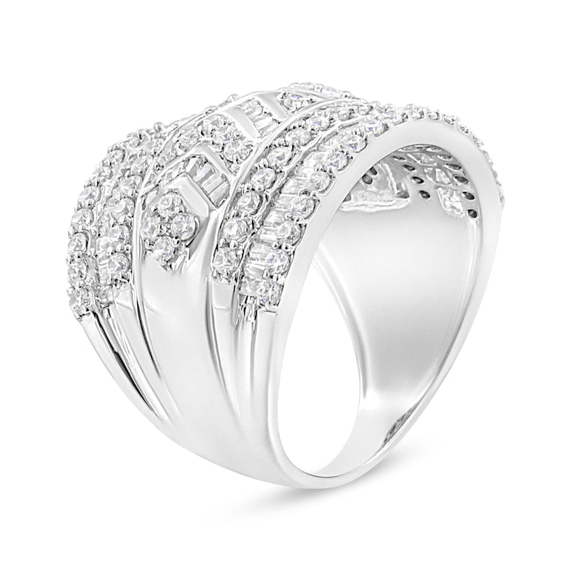 Bids.com .925 Sterling Silver 2.0 Cttw Diamond Edge Multi-Row Ring Band ( J-K Color, I3 Clarity) - Ring Size 7 Rings White Smoke 7 / White.Sterling Silver,9 / White.Sterling Silver,6 / White.Sterling Silver,8 / White.Sterling Silver,5 / White.Sterling Silver