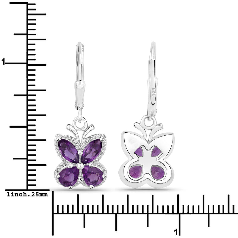 Bids.com 2.12 Carat Genuine Amethyst .925 Sterling Silver Earrings Earrings White Smoke