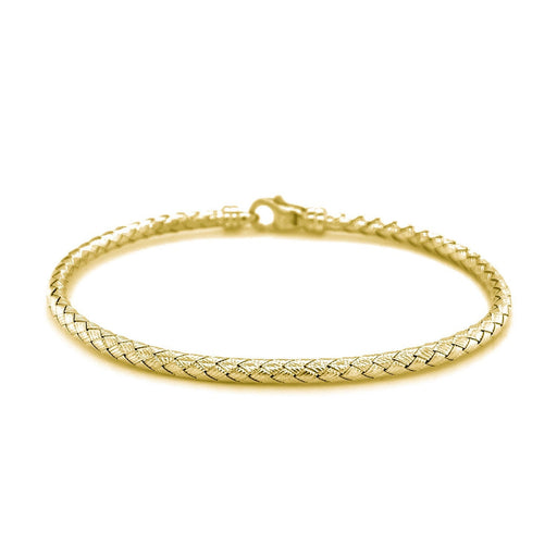 Bids.com Fancy Weave Bangle in 14k Yellow Gold (3.0mm) Bracelets White Smoke 7.25 / Yellow Gold