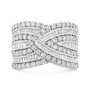 Bids.com .925 Sterling Silver 2 3/8 Cttw Diamond Multi Row Overlay Band Ring ( J-K Color, I3 Clarity) - Ring Size 7 Rings Light Gray 7 / White.Sterling Silver,6 / White.Sterling Silver,8 / White.Sterling Silver,9 / White.Sterling Silver