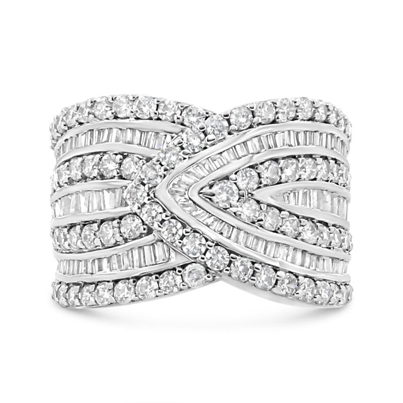 Bids.com .925 Sterling Silver 2 3/8 Cttw Diamond Multi Row Overlay Band Ring ( J-K Color, I3 Clarity) - Ring Size 7 Rings Light Gray 7 / White.Sterling Silver,6 / White.Sterling Silver,8 / White.Sterling Silver,9 / White.Sterling Silver