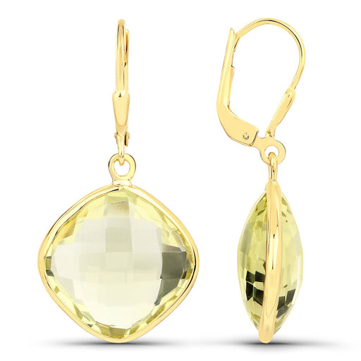Bids.com 21.40 Carat Genuine Lemon Quartz .925 Sterling Silver Earrings Earrings White Smoke