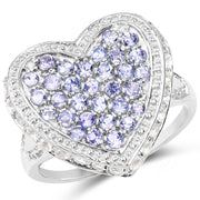 Bids.com 1.81 Carat Genuine Tanzanite and White Topaz .925 Sterling Silver Ring Rings White Smoke size 6.00,size 7.00,size 8.00,size 9.00