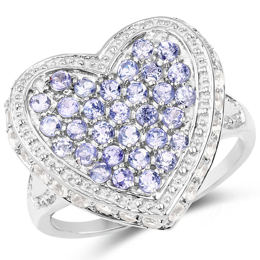 Bids.com 1.81 Carat Genuine Tanzanite and White Topaz .925 Sterling Silver Ring Rings White Smoke size 6.00,size 7.00,size 8.00,size 9.00