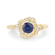 Bids.com 0.73 Carat Genuine Blue Sapphire and White Diamond 14K Yellow Gold Ring Rings White Smoke size 5.00,size 6.00,size 7.00,size 8.00,size 9.00
