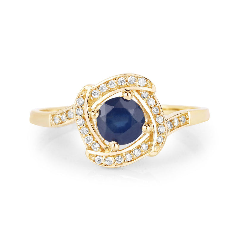 Bids.com 0.73 Carat Genuine Blue Sapphire and White Diamond 14K Yellow Gold Ring Rings White Smoke size 5.00,size 6.00,size 7.00,size 8.00,size 9.00