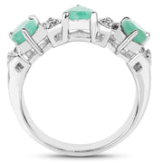 Bids.com 1.87 Carat Genuine Emerald and White Topaz .925 Sterling Silver Ring Rings White Smoke size 6.00,size 6.50,size 8.00,size 7.00