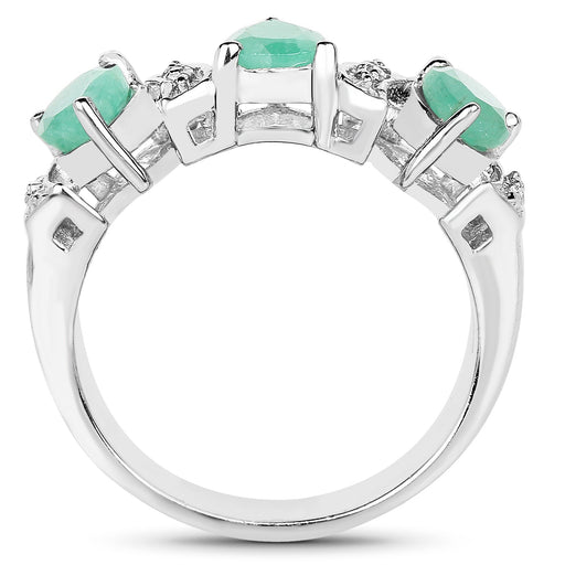 Bids.com 1.87 Carat Genuine Emerald and White Topaz .925 Sterling Silver Ring Rings White Smoke size 6.00,size 6.50,size 8.00,size 7.00